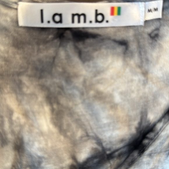 L.A.M.B. Y2K Black and White Tie-Dye Layered Bubble Back Tank Top Size Medium - Picture 6 of 13